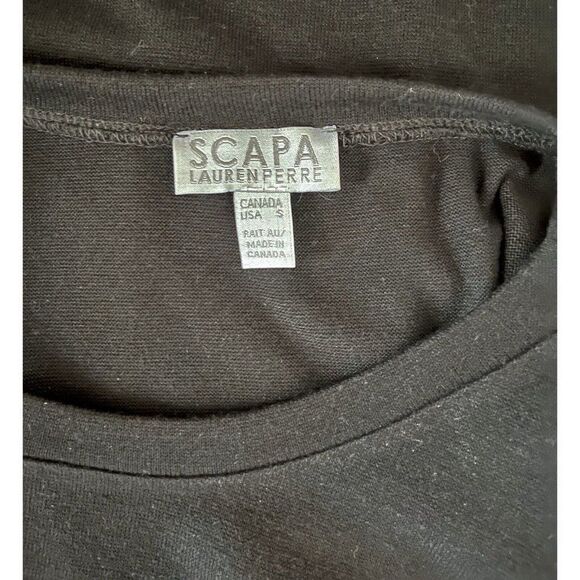 SCAPA Lauren Perre Small Womens Black Long Sleeve Top Gold Zipper - Picture 8 of 9